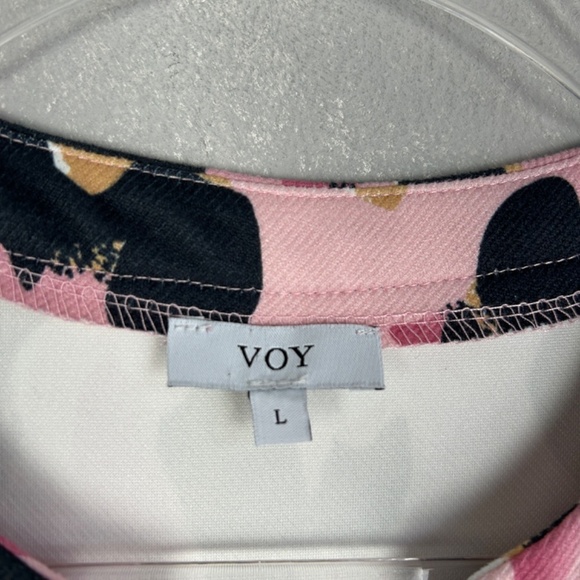 VOY size L pink leopard drop waist ruffle dress short puff sleeve button front - Picture 10 of 12